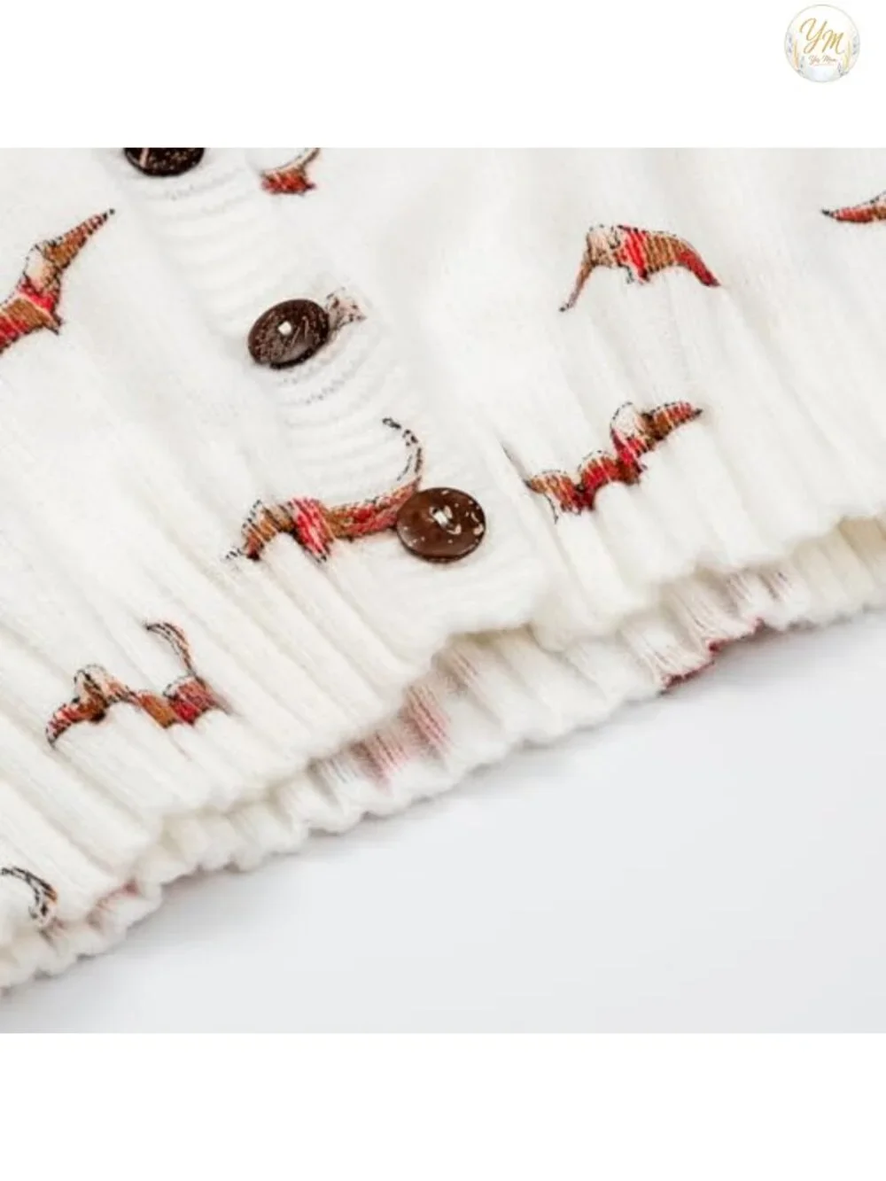 Funny Fall Winter Animal Floral Christmas Tree Long Sleeve Button Knit Cardigan - Picture 2 of 4